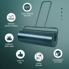 36 x 12 Inch Tow Lawn Roller Water Filled Metal Push Roller