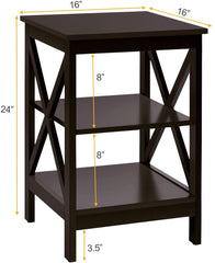 3-Tier X-Design Nightstands with Storage Shelves for Living Room Bedroom