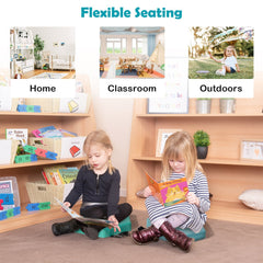 6 Pieces Multifunctional Hexagon Toddler Floor Cushions Classroom Seating with Handles-Blue