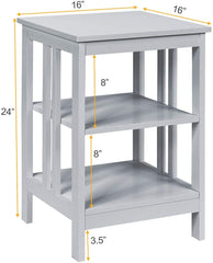 2 Pieces 3-Tier Nightstand with Reinforced Bars and Stable Structure