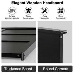 Full Wood Headboard Flat Panel with Pre-drilled Holes and Height Adjustment
