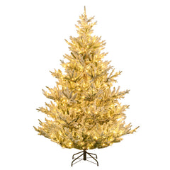6/7/8 Feet Pre-Lit Artificial Christmas Tree Hinged Snow Flocked Xmas Tree