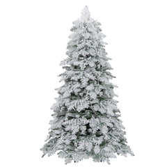 6/7 Feet Artificial Snow-flocked Christmas Tree Pre-lit Hinged Xmas Tree with 130 Twinkle Balls