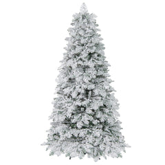 6/7 Feet Artificial Snow-flocked Christmas Tree Pre-lit Hinged Xmas Tree with 130 Twinkle Balls