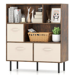 6-Cube Bookshelf with 3 Removable Folding Fabric Drawers for Living Room