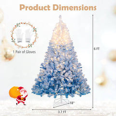 5/6/7/8 FT Artificial Christmas Tree with Warm White LED Lights and 8 Modes