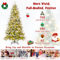 6/7.5/9 FT Pre-Lit Artificial Christmas Tree with 765/1135/1871 Tips and 280/470/690 Warm-White LED Lights