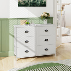 6 Fabric Drawers Storage Chest with Wooden Top