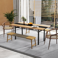 6 Feet Dining Table with Heavy-Duty Metal Frame for 6-8 People-Natural