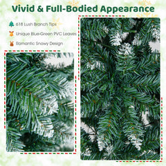 6 Feet Pre-Lit Artificial Christmas Tree with 618 Snowy Branch Tips