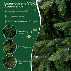 7.5 Feet Pre-Lit Artificial Christmas Tree with Warm White LED Lights
