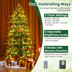 7.5 Feet Pre-Lit Artificial Christmas Tree with Warm White LED Lights