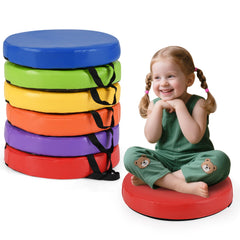 6 PCS Round Floor Cushions for Kids Classroom Floor Cushions with Handles-Multicolor