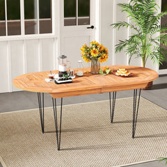 6 Person 71 Inch Patio Dining Table with Teak Wood Tabletop