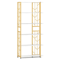 6-Tier Bookshelf Modern Geometric Bookcase with Heavy-duty Metal Frame and Anti-tipping Kits