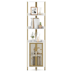 6-Tier Corner Shelf 67 Inches Tall Corner Bookshelf with Cabinet Industrial Bookcase