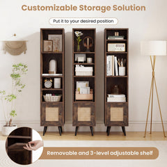 6-Tier Tall Narrow Bookcase 54 Inches Slim Storage Cabinet