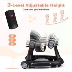 6-in-1 Baby Walker with Canopy Portable Activity Center Bouncer Rocker Combo with Music