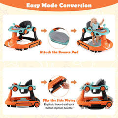6-in-1 Baby Walker with Canopy Portable Activity Center Bouncer Rocker Combo with Music