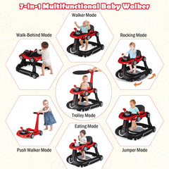 6-in-1 Baby Walker with Canopy Portable Activity Center Bouncer Rocker Combo with Music