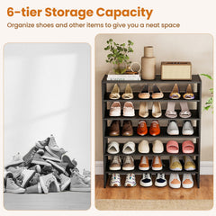 6-tier Shoe Rack with Anti-tipping Device for Entryway
