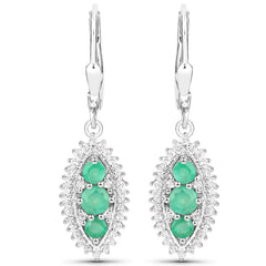 3.52 Carat Genuine Zambian Emerald and White Topaz .925 Sterling Silver 3 Piece Jewelry Set (Ring, Earrings, and Pendant w/ Chain)