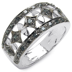0.29 Carat Genuine Blue Diamond .925 Sterling Silver Ring