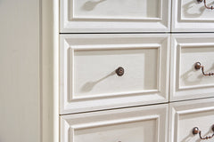 Farmhouse Style 6 Drawer Dresser Chest with Base Wooden Rustic Chest
