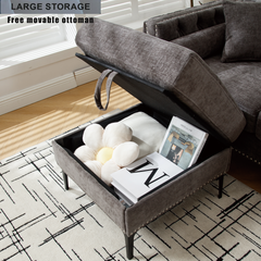 L Shaped Sectional Sofa Chenille Dark Gray