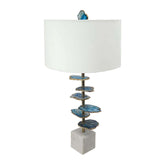 15x29.5 Blue and White Agate Slice Table Lamp with Marble Base