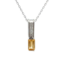.06ct Citrine Diamond Fashion Pendants 10KT White Gold