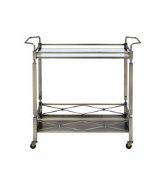 Matiesen Clear Glass & Antique Gold Finish Serving Cart