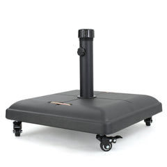 Modern Square Wheelie Umbrella Base Black Concrete 19.69 Inch