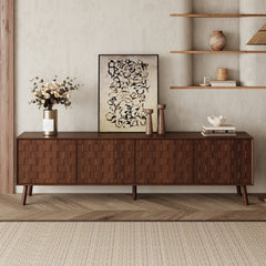 70inch Modern TV Stand for TVs up to 80 Inches with Walnut Legs