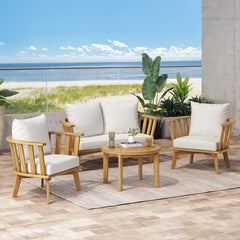 4-Pieces Acacia Wood Patio Furniture Set