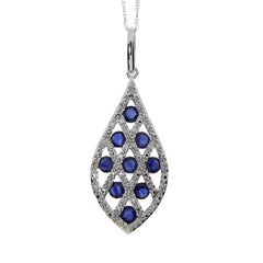 .58ct Sapphire Diamond Fashion Pendants 14KT White Gold