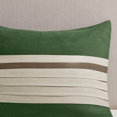 7 Pc Pieced Faux Suede Comforter Set Green King