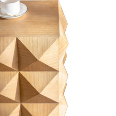 23.62" Height Three-Dimensional Embossed Pattern Wooden Nightstand