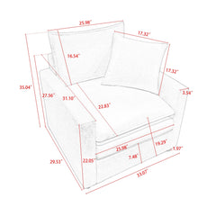 Plush Chenille Armchair with Deep Seating and Double-Layer Cushions