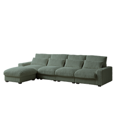 126-Inch Corduroy With Cup Holder Super Large L-Shaped Sofa