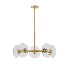 26" Modern Gold 5-Light Sputnik Chandelier with Clear Glass Shades