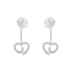 .925 Sterling Silver 1/4 Cttw Diamond Swirl Heart Front/Back Earrings (I-J Color, I2-I3 Clarity)