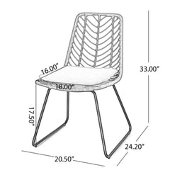 7-Piece Outdoor Dining Set for 6 with Acacia Wood Table and Rattan Chairs