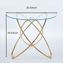 Metal Leg Dining Table With Tempered Glass Top
