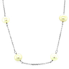 14k White Gold Necklace with White Pearls