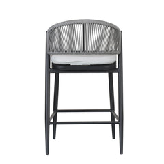 Outdoor 26' Counter Height Metal Frame Counter Stools with Scallop-shaped Backrest & Water-resistant Cushions, Set of