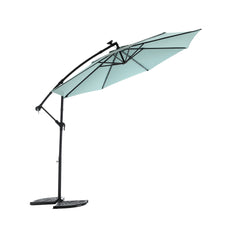 10ft Solar LED Offset Hanging Patio Umbrella (Light Green)