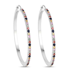 2.24 Carat Genuine Multi Sapphire .925 Sterling Silver Earrings