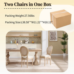 French Country Dining Chairs Set of 2 with Upholstered Round Back