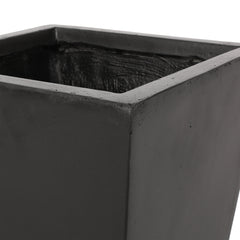 13' Outdoor Modern MGO Small Cast Stone Planter, Black